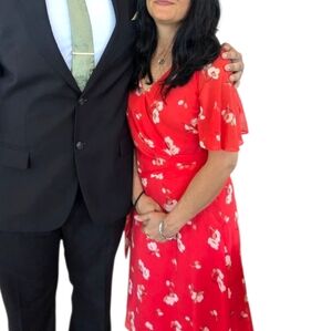 Lauren Ralph Lauren Red Dress‎ with White Floral Design